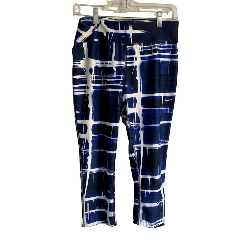 Nike Dri-Fit Running Workout Capris Blue White Pocket Dri Fit Women’s Medium